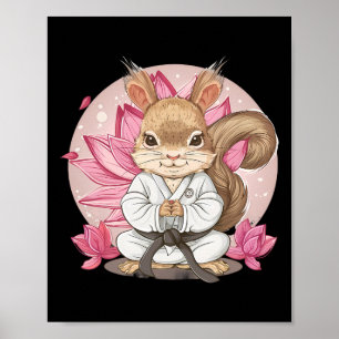 Poster Cute Karate Écureuil Lotus Flower Kung Fu Mixed ma