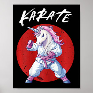 Poster Cute Karate Kid Unicorn Femmes Combattants