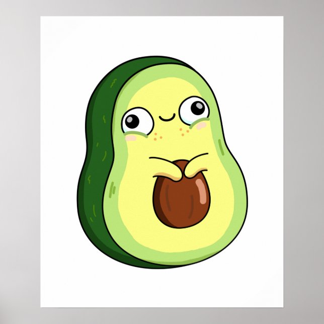 Poster Cute Kawaii Avocado (Devant)