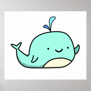 Poster Cute Kawaii Baleine Bleue