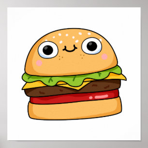 Poster Cute Kawaii Cheeseburger