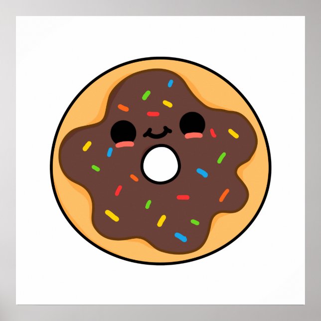 Poster Cute Kawaii Donut (Devant)