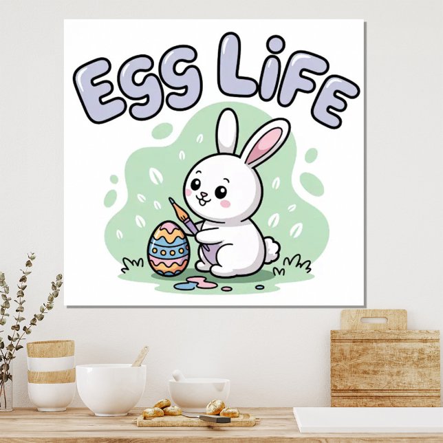 Poster Cute Kawaii Easter Egg Life Bunny Illustration (Créateur téléchargé)
