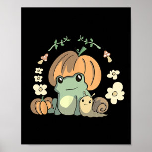 Poster Cute Kawaii Fall Cottagecore Grenouille esthétique