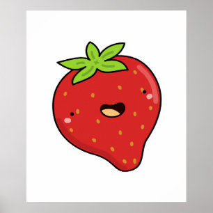 Poster Cute Kawaii fraise
