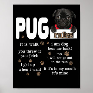 Poster Cute Kawaii Funny Black Pug