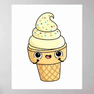 Poster Cute Kawaii Ice Cream Cone