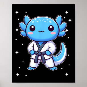 Poster Cute Kawaii Karate Axolotl Arts Martiaux