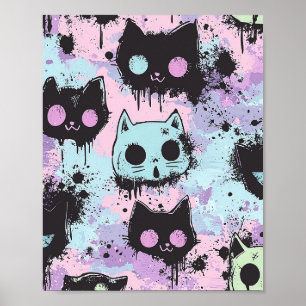 Poster Cute Kawaii Pastel Goth Chat Déplaisant