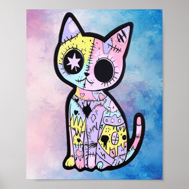 Poster Cute Kawaii Pastel Goth Patchwork Gothique Déplais (Devant)