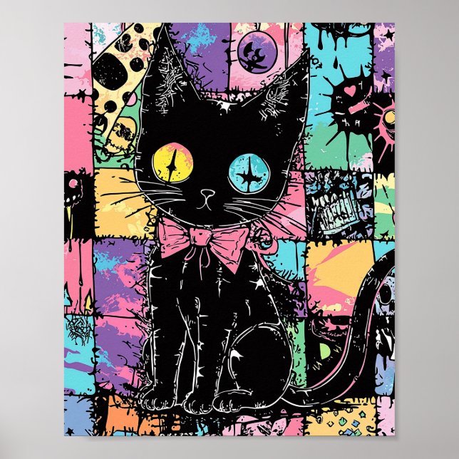 Poster Cute Kawaii Pastel Goth Patchwork Gothique Déplais (Devant)