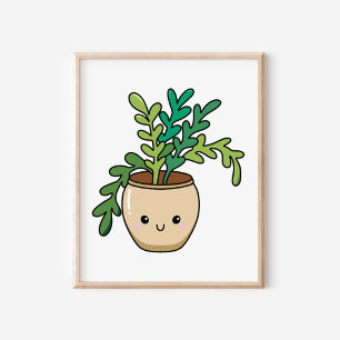 Poster Cute Kawaii Pot Plante Art
