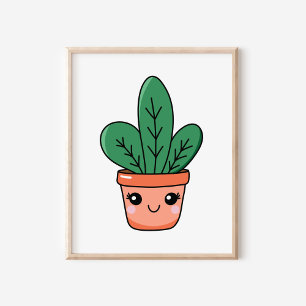 Poster Cute Kawaii Pot Snake Art Plante