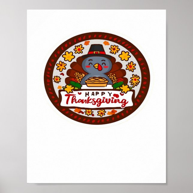 Poster Cute Kawaii Turquie - Bon thanksgiving classique T (Devant)