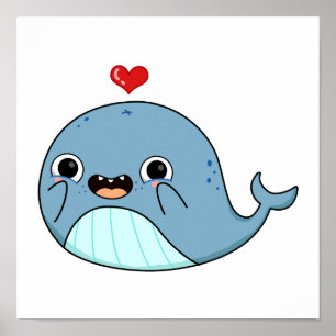 Poster Cute Kawaii Whale