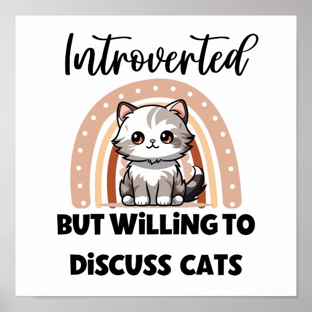 Poster Cute Kitten Boho Rainbow "Introverted" Graphic (Devant)