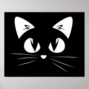 Poster Cute Kitten Noir Blanc Funny Kitty Chat