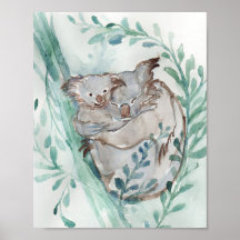 Cute Koala & Baby Watercolor Nourriture neutre Tur