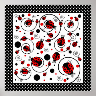 Poster Cute Ladybugs Pois et des perruques