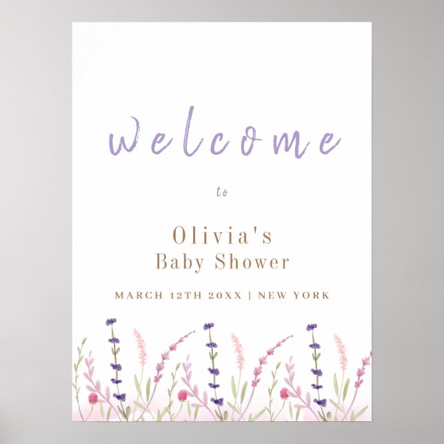 Poster Cute Little Fleur sauvage Garden Baby shower Bienv (Devant)