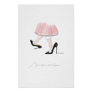 Poster Cute Little Girl Playing in Mom’s High Heels Water
