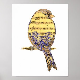Poster Cute Little Music Note Bird