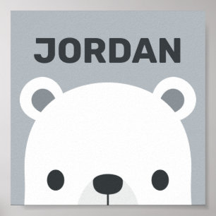 Poster Cute Little Polar Bear with Personalized Name Post