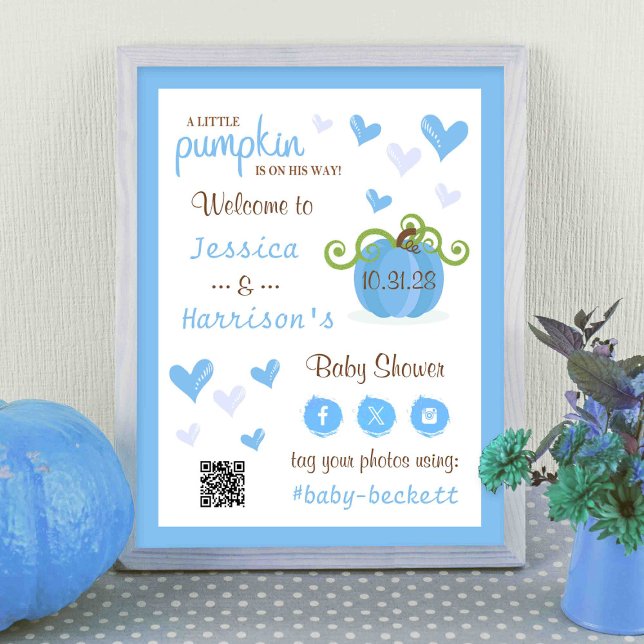 Poster Cute Little Pumpkin Baby Shower Welcome Sign  (Créateur téléchargé)