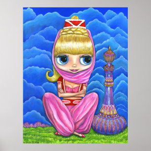 Poster Cute Little Rose Genie Girl & Purple Bouteille Mag