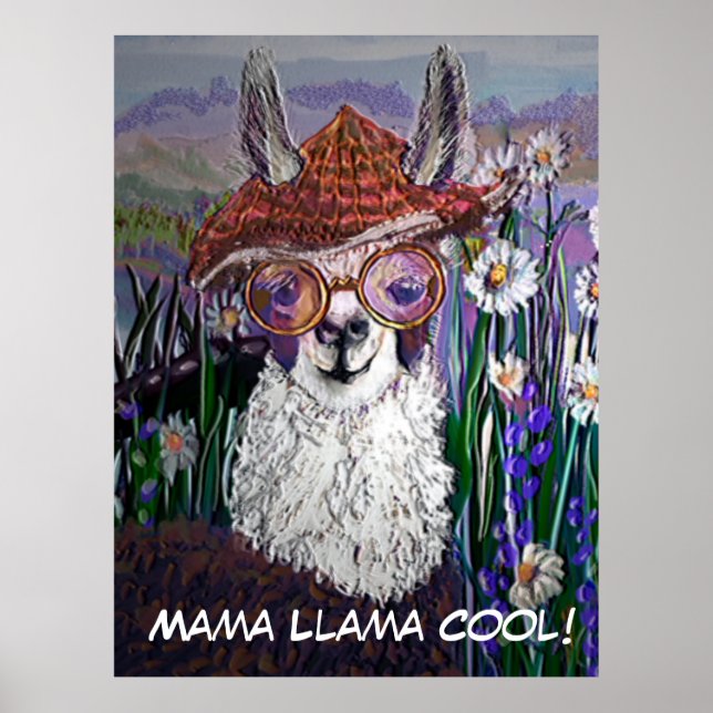 Poster .Cute Llama Art Avec Lunettes. Et Art (Devant)