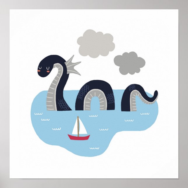 Poster Cute Loch Ness Monster (Devant)