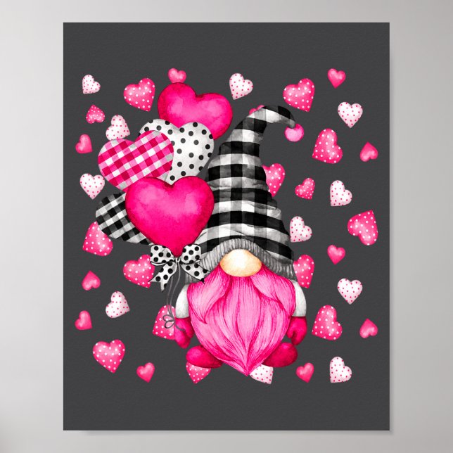 Poster Cute Love Heart Pattern For Her Nk Valentines Gnom (Devant)