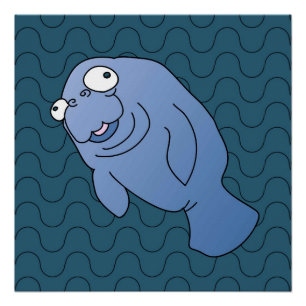 Poster Cute Manatee Hugger Cartographier animal