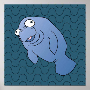 Poster Cute Manatee Hugger Cartographier animal