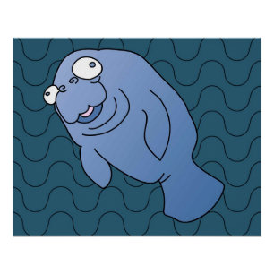 Poster Cute Manatee Hugger Cartographier animal
