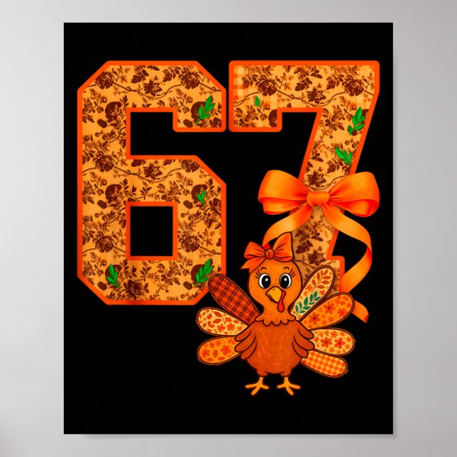 Poster Cute Meme 67 Coquette Bow Turkey Thanksgiving Aest (Devant)