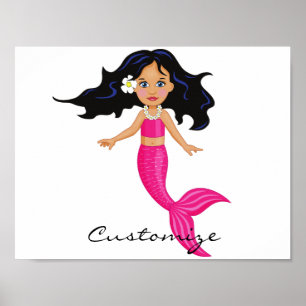 Poster Cute Mermaid à queue rose Thunder_Cove