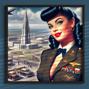 Poster Cute Militaire Pin-up