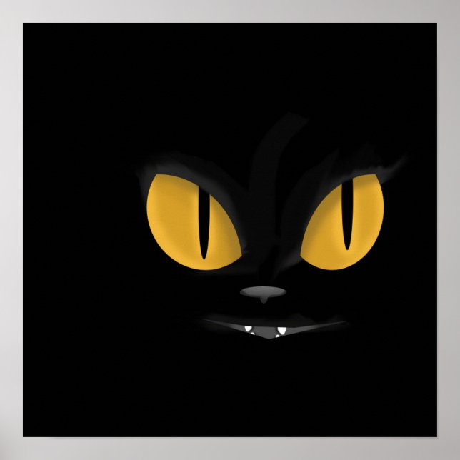 Poster Cute Mischievous Chat Noir avec les doigts (Devant)