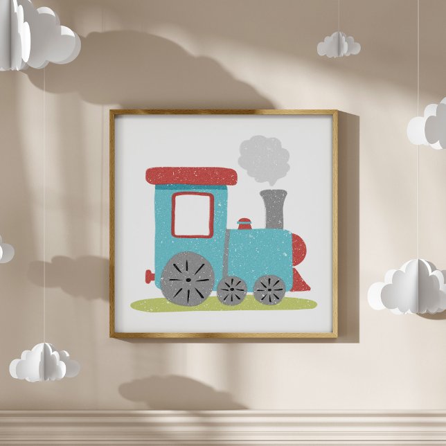 Poster Cute & Modern Hand-Drawn Train Nursery Art (Créateur téléchargé)