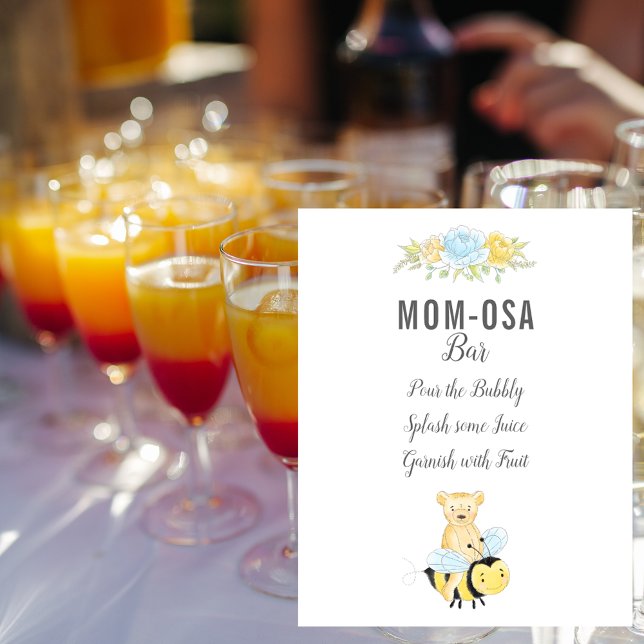 Poster Cute Mom-osa Bar Boy Teddy Bear Baby shower (Créateur téléchargé)