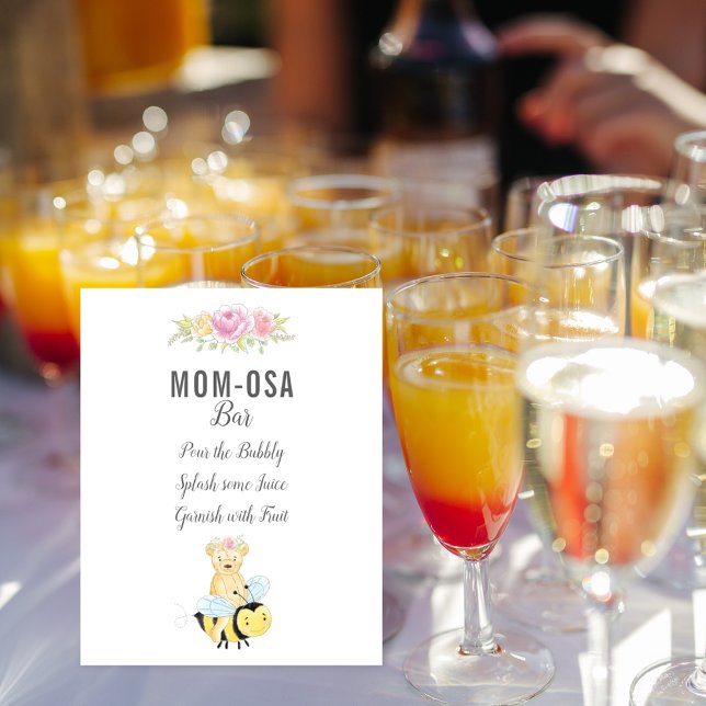 Poster Cute Mom-osa Bar Girl Teddy Bear Baby shower (Créateur téléchargé)
