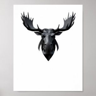 Poster Cute Moose Hear 3d - Animaux Monde Sticker1