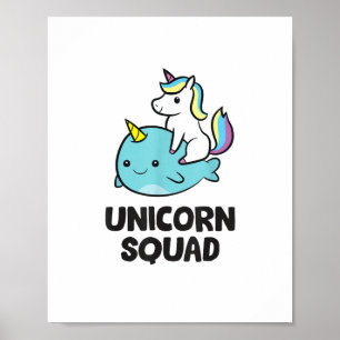 Poster Cute Narwhal Unicorn Squad Funny Unicorn Et Narwh