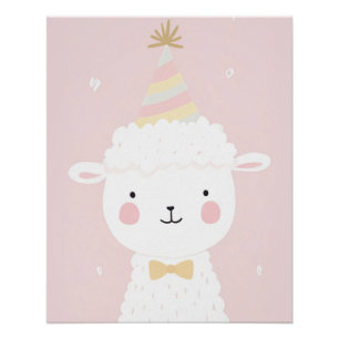 Poster Cute Nursery Mur Art, Chambre Enfants Décor rose