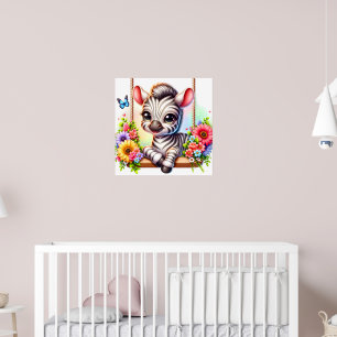 Poster Cute oiseau zèbre pépinière