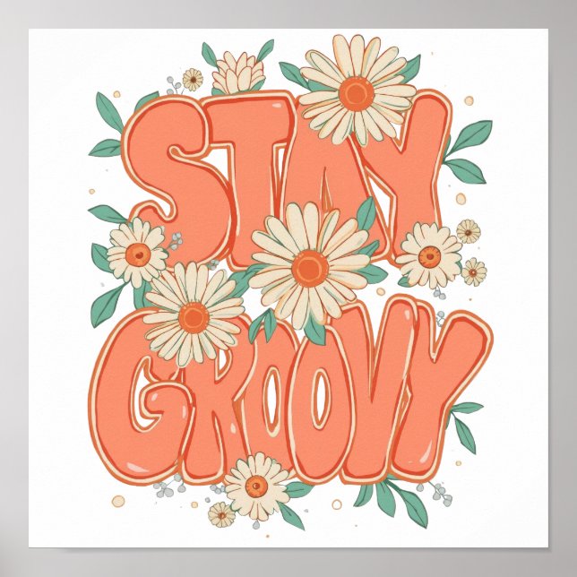 Poster Cute Orange Hippie Typography (Devant)