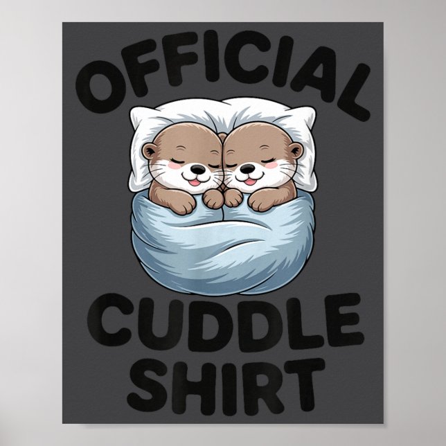 Poster Cute Otter Couple Cozy Cuddle  (Devant)