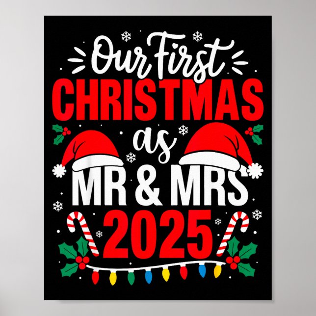 Poster Cute Our First Christmas As Mr &amp; Mrs 2025 Coup (Devant)