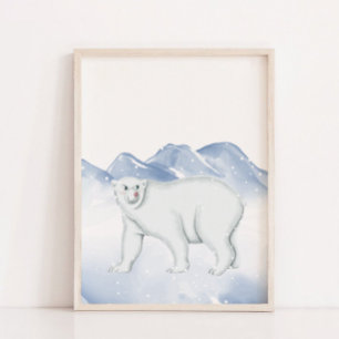 Poster Cute Ours polaire d'hiver Coeur polaire arctique D
